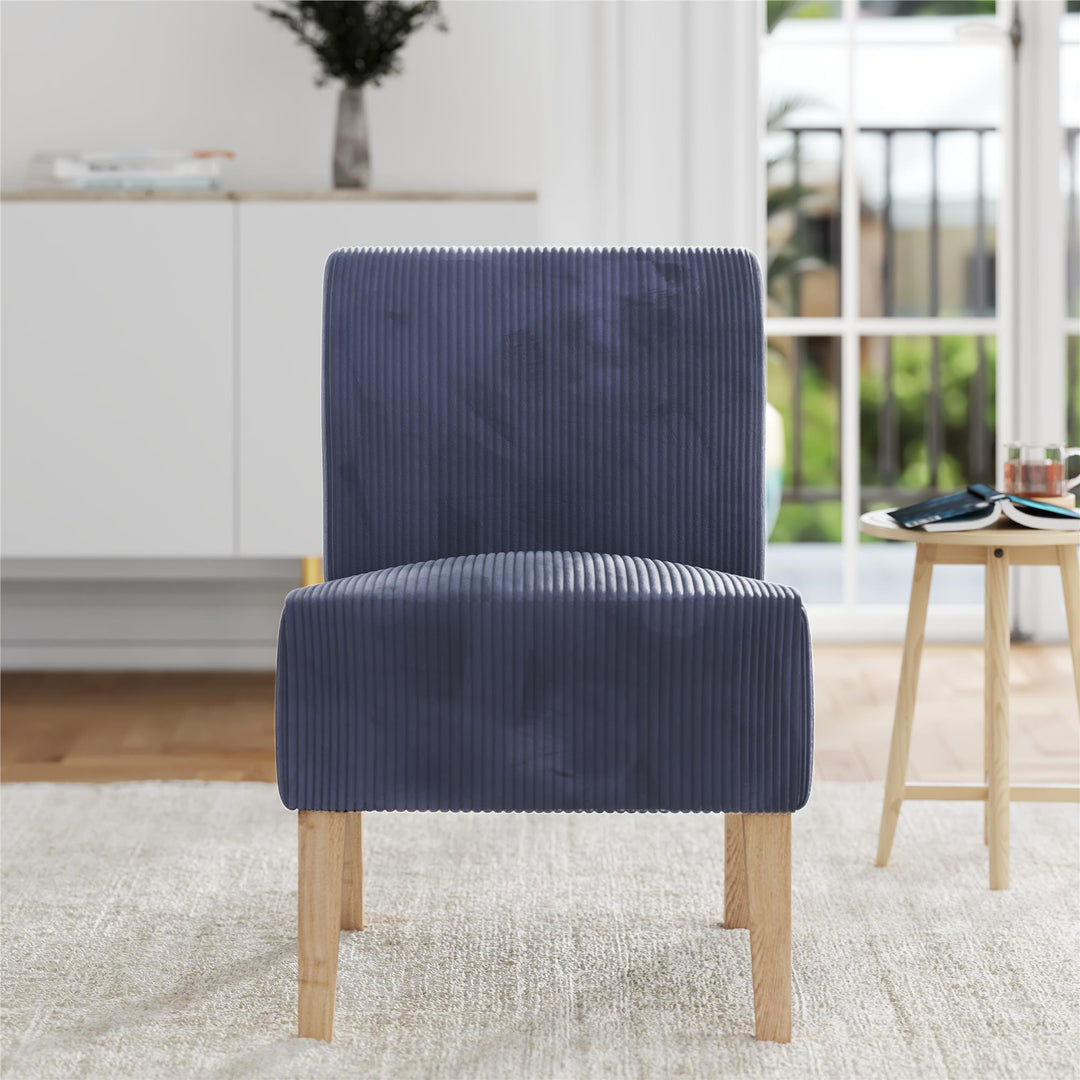 Hazen Armless Upholstered Corduroy Accent Chair - Navy - 1-Seater