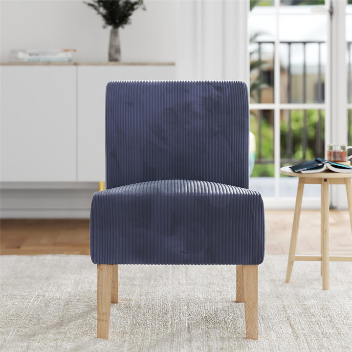 Hazen Armless Upholstered Corduroy Accent Chair - Navy - 1-Seater