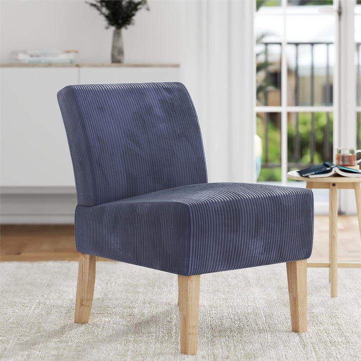 Hazen Armless Upholstered Corduroy Accent Chair - Navy - 1-Seater