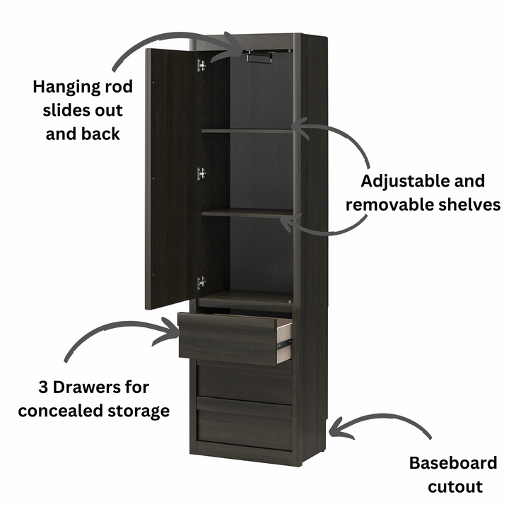 Paramount Armoire Wardrobe Storage Cabinet with Drawers - Espresso