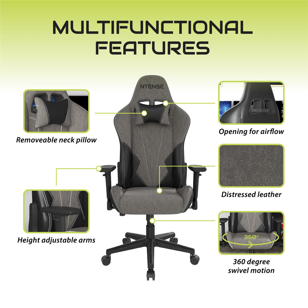 Quantum Gaming and Office 2-Tone Faux Leather High Back Chair - Black - 1-Seater