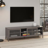 Shadwick Metal TV Stand for TVs up to 65" with Perforated Metal Mesh Accents
