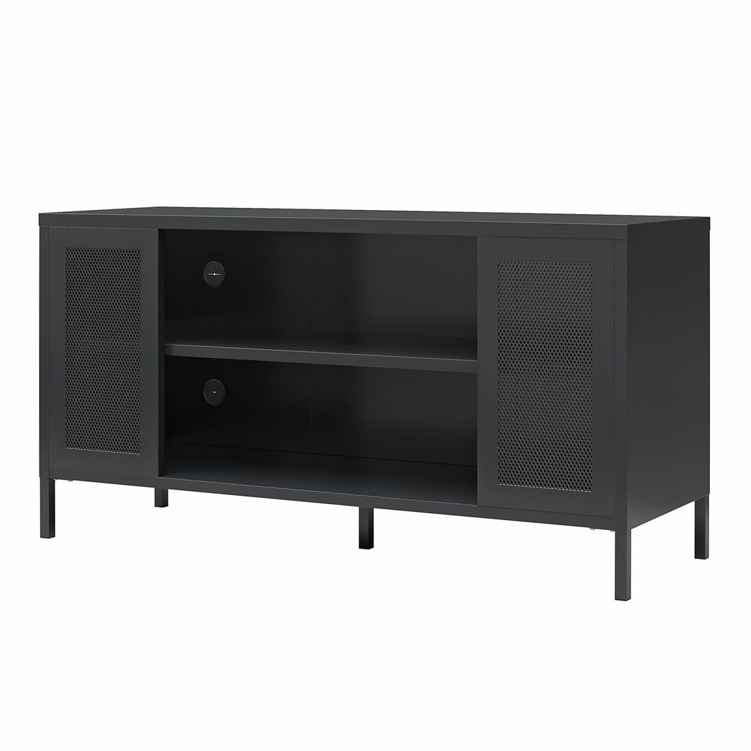 Shadwick Metal TV Stand for TVs up to 50" with Perforated Metal Mesh Accents - Black