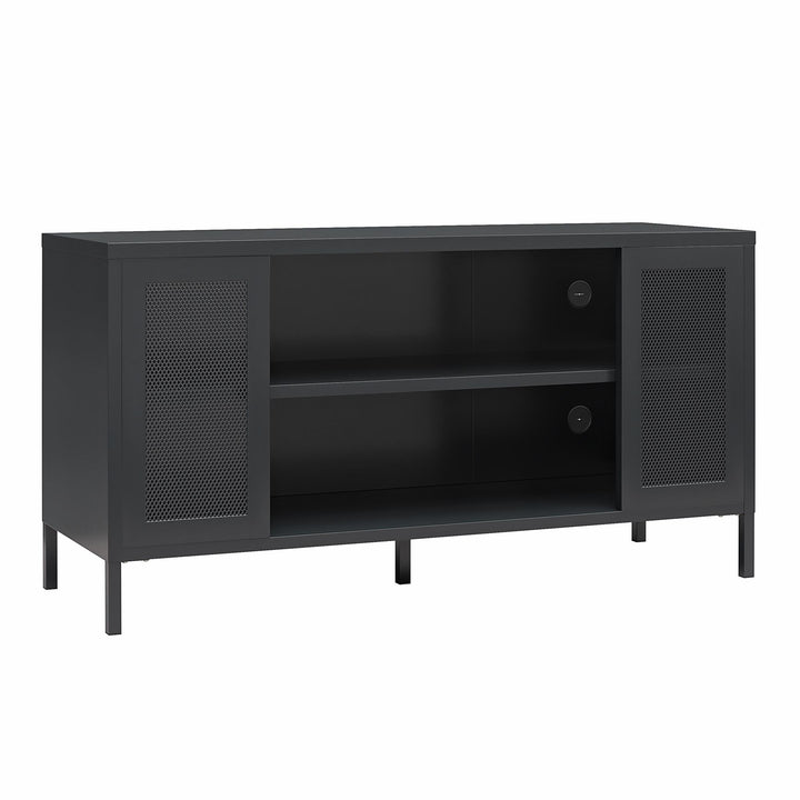 Shadwick Metal TV Stand for TVs up to 50" with Perforated Metal Mesh Accents - Black