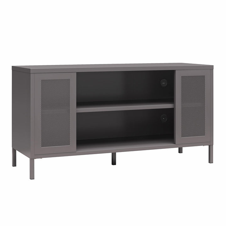 Shadwick Metal TV Stand for TVs up to 50" with Perforated Metal Mesh Accents - Graphite Grey