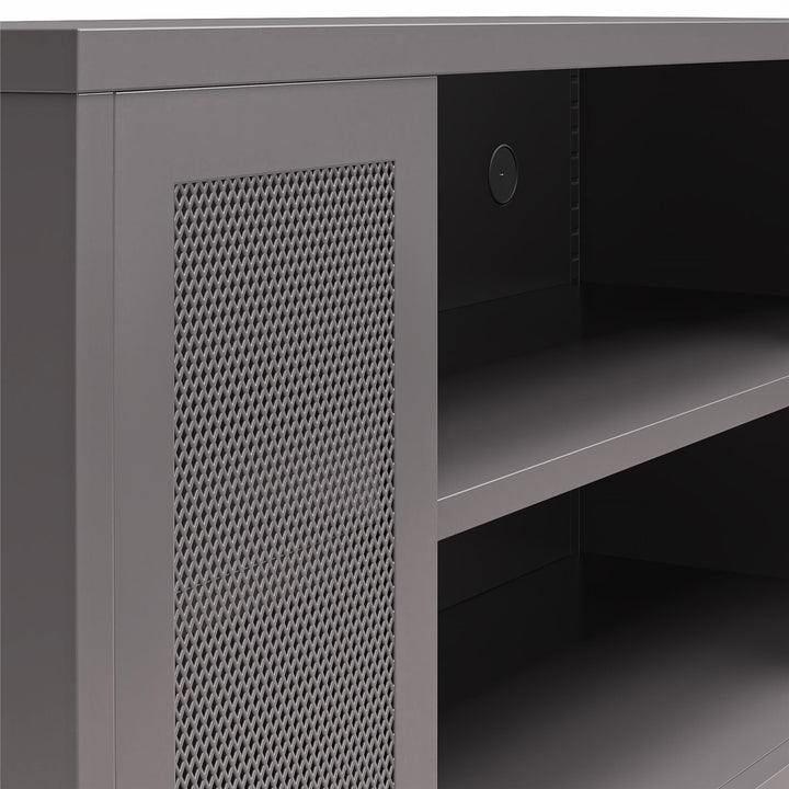 Shadwick Metal TV Stand for TVs up to 50" with Perforated Metal Mesh Accents - Graphite Grey