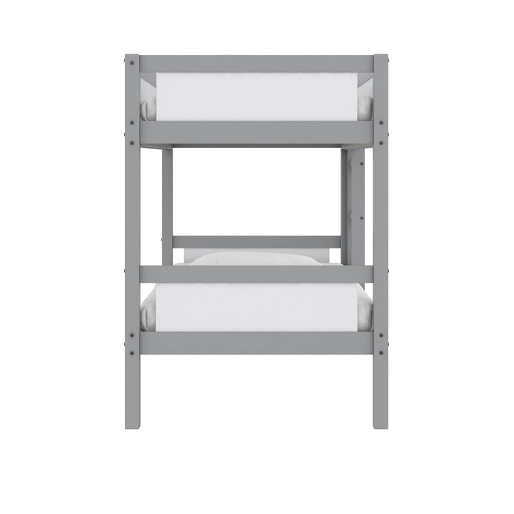 Adrian Twin over Twin Wood Bunk Bed with Integrated Ladder - Light Gray - Twin-Over-Twin