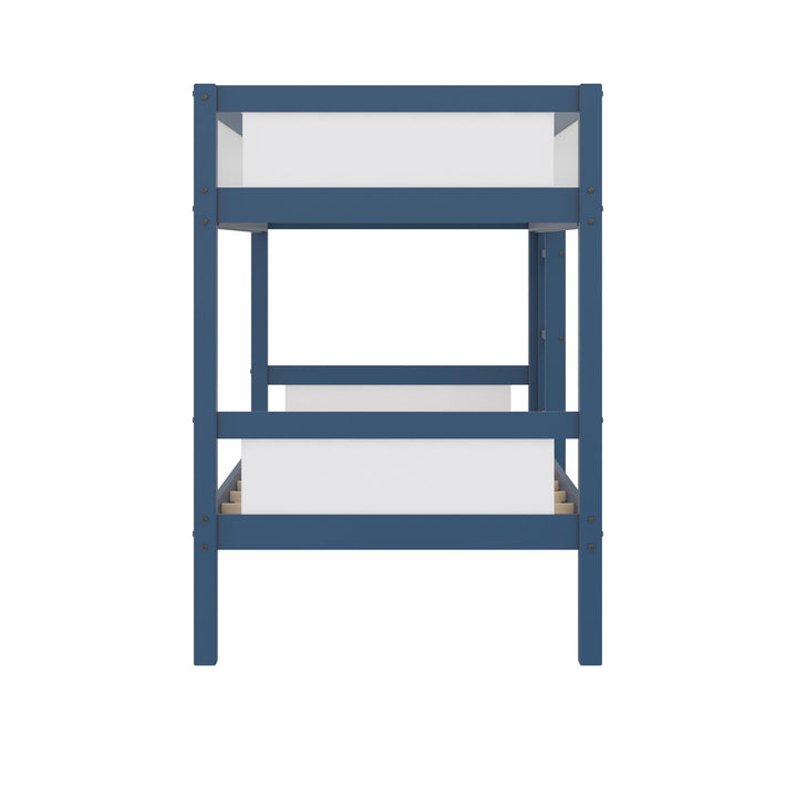 Adrian Twin over Twin Wood Bunk Bed with Integrated Ladder - Navy - Twin-Over-Twin
