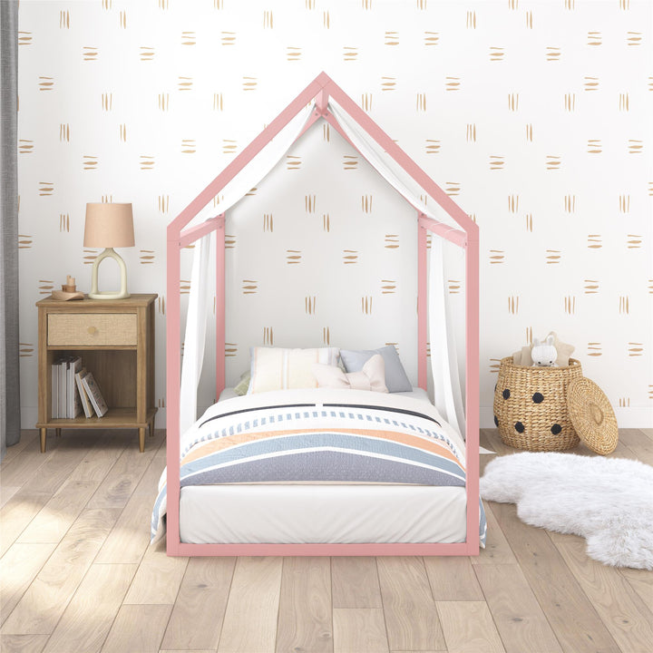 Skyler Metal Montessori House Bed - Blush - Twin