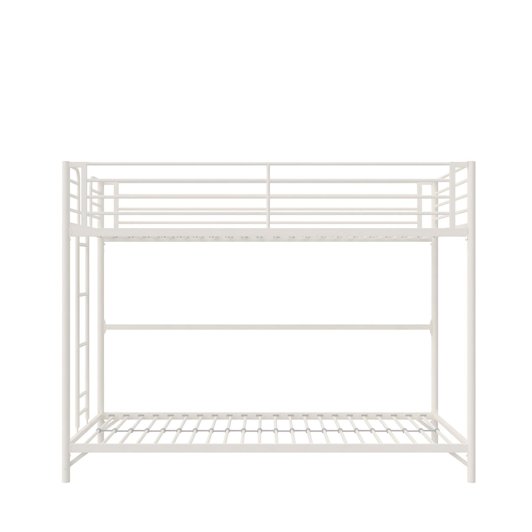 BrEZ Build Collection Easy Assembly Metal Bunk Bed - Off White - Twin-Over-Twin