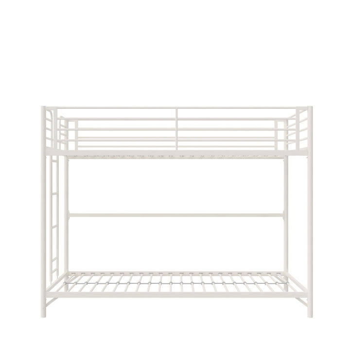 BrEZ Build Collection Easy Assembly Metal Bunk Bed - Off White - Twin-Over-Twin