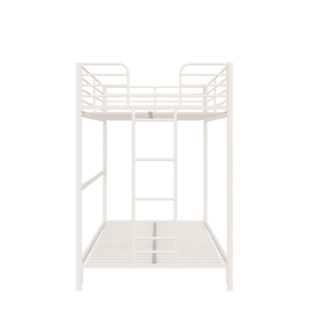 BrEZ Build Collection Easy Assembly Metal Bunk Bed - Off White - Twin-Over-Twin