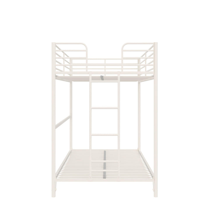 BrEZ Build Collection Easy Assembly Metal Bunk Bed - Off White - Twin-Over-Twin