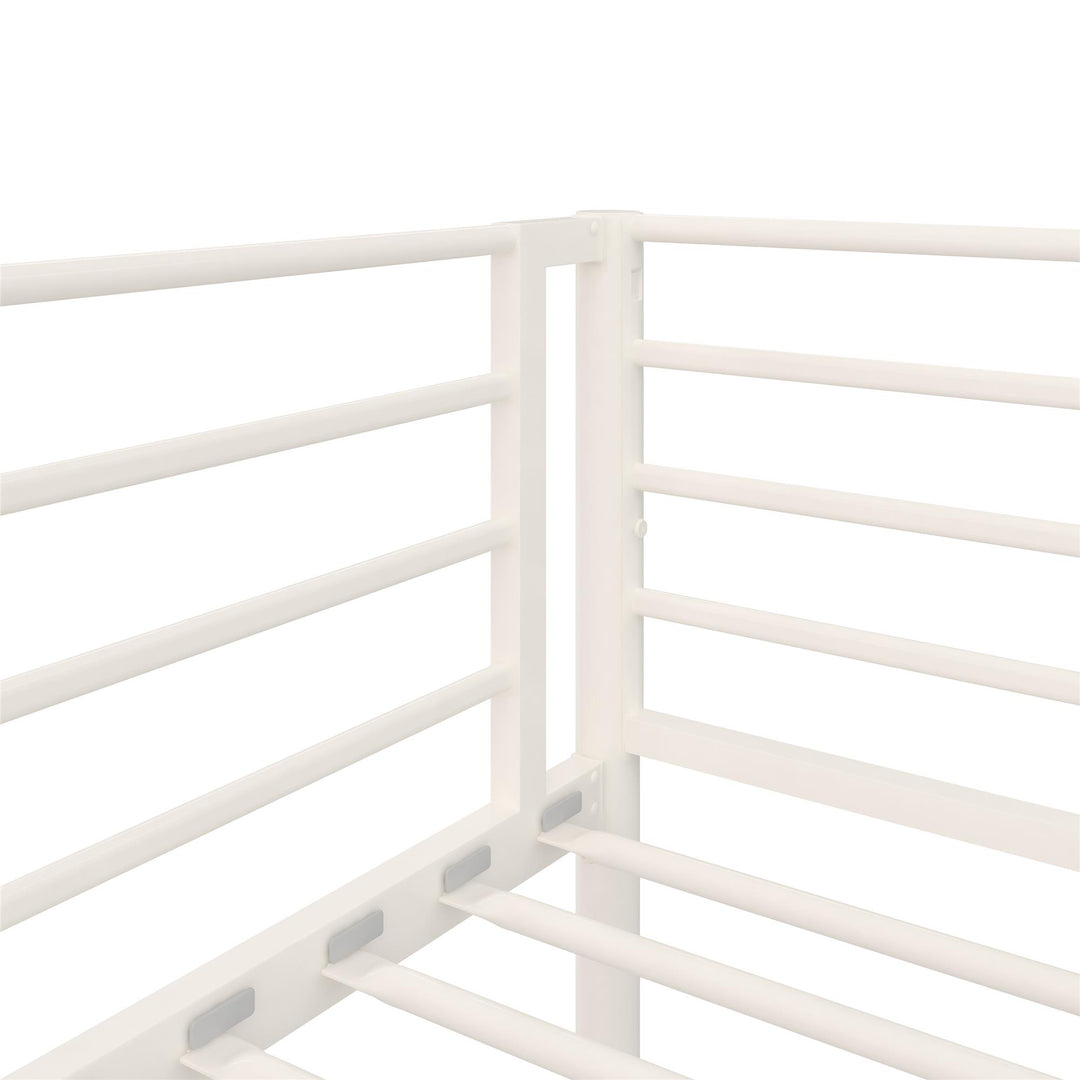 BrEZ Build Collection Easy Assembly Metal Bunk Bed - Off White - Twin-Over-Twin