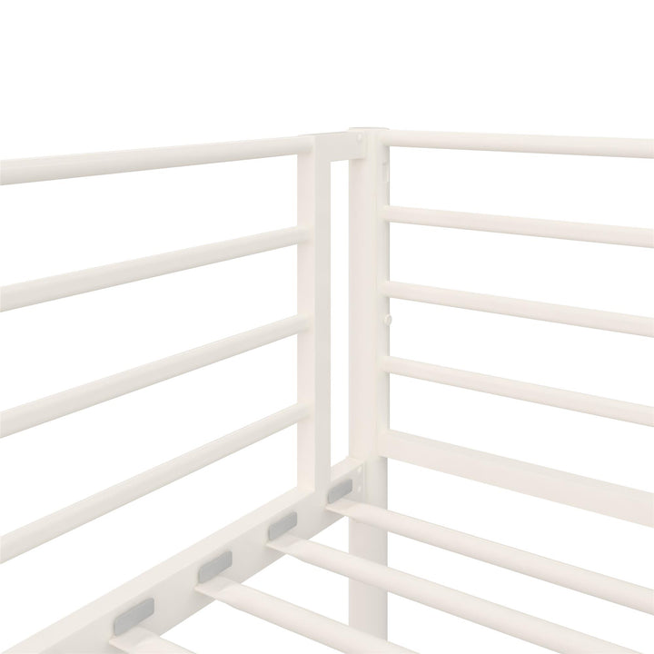 BrEZ Build Collection Easy Assembly Metal Bunk Bed - Off White - Twin-Over-Twin