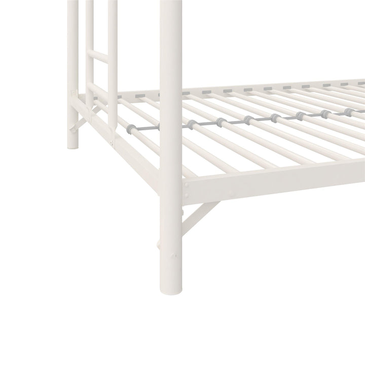 BrEZ Build Collection Easy Assembly Metal Bunk Bed - Off White - Twin-Over-Twin