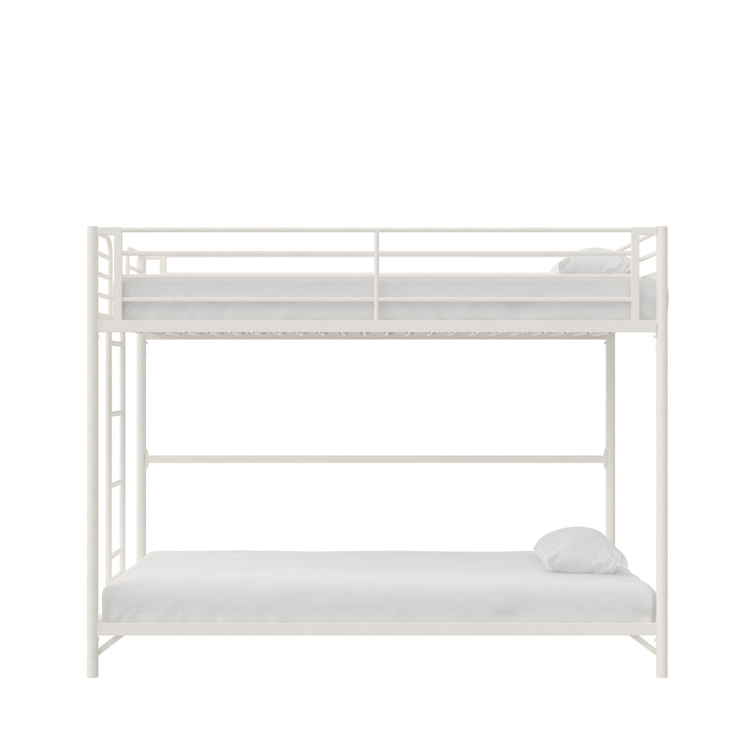 BrEZ Build Collection Easy Assembly Metal Bunk Bed - Off White - Twin-Over-Twin
