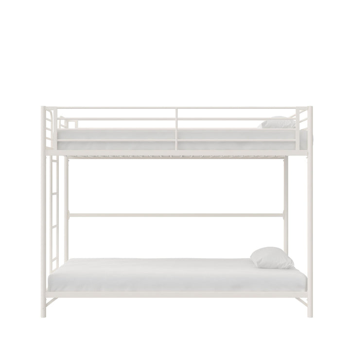 BrEZ Build Collection Easy Assembly Metal Bunk Bed - Off White - Twin-Over-Twin