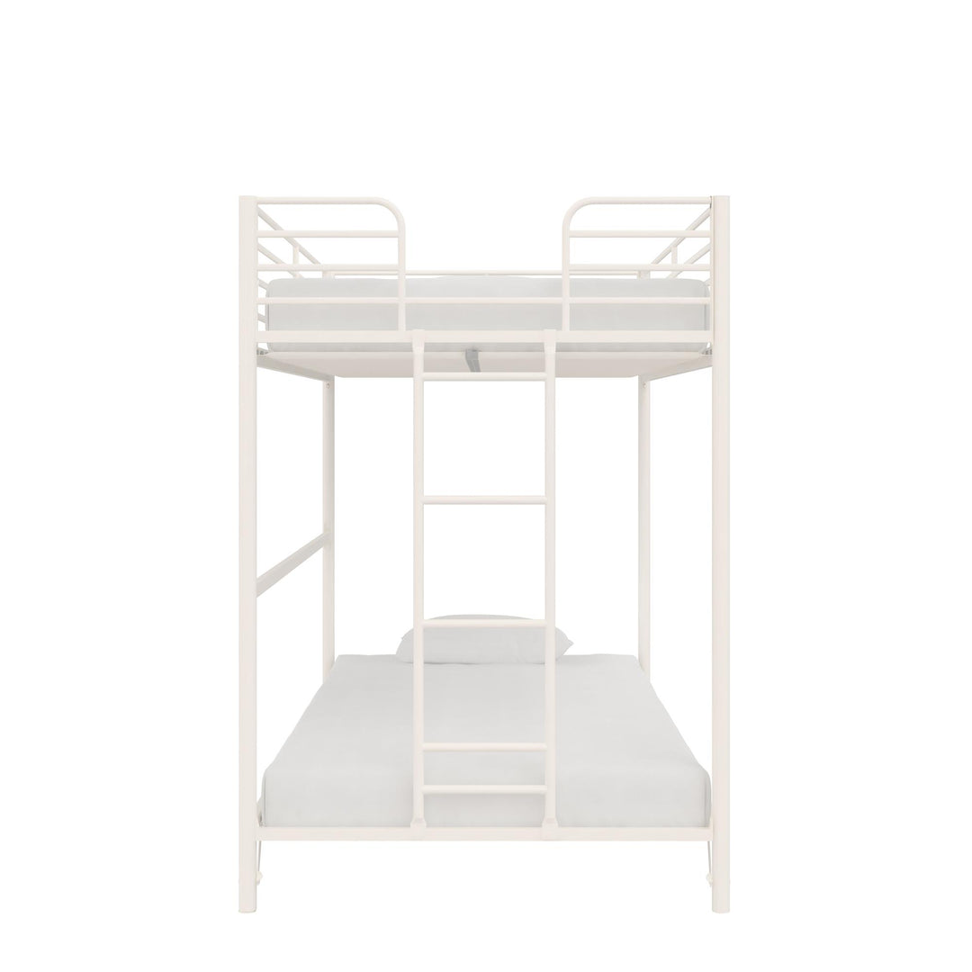 BrEZ Build Collection Easy Assembly Metal Bunk Bed - Off White - Twin-Over-Twin