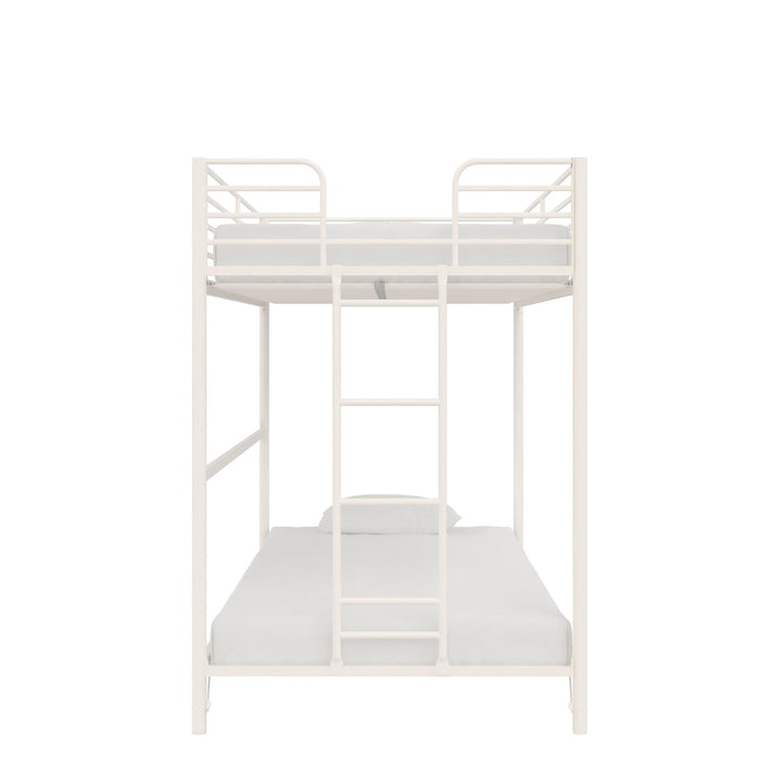 BrEZ Build Collection Easy Assembly Metal Bunk Bed - Off White - Twin-Over-Twin