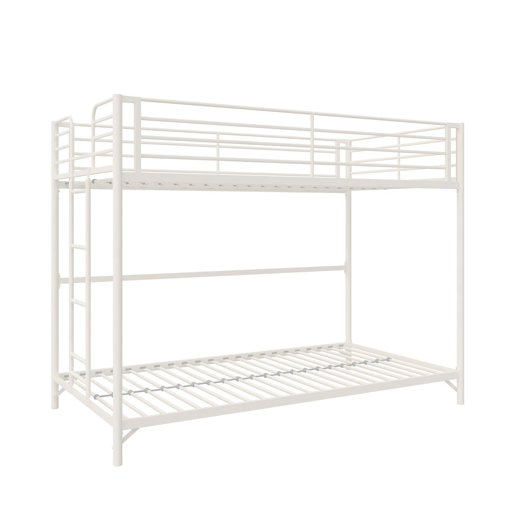 BrEZ Build Collection Easy Assembly Metal Bunk Bed - Off White - Twin-Over-Twin