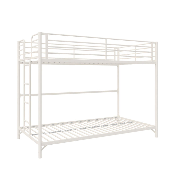 BrEZ Build Collection Easy Assembly Metal Bunk Bed - Off White - Twin-Over-Twin