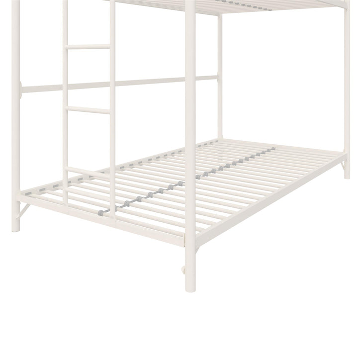 BrEZ Build Collection Easy Assembly Metal Bunk Bed - Off White - Twin-Over-Twin