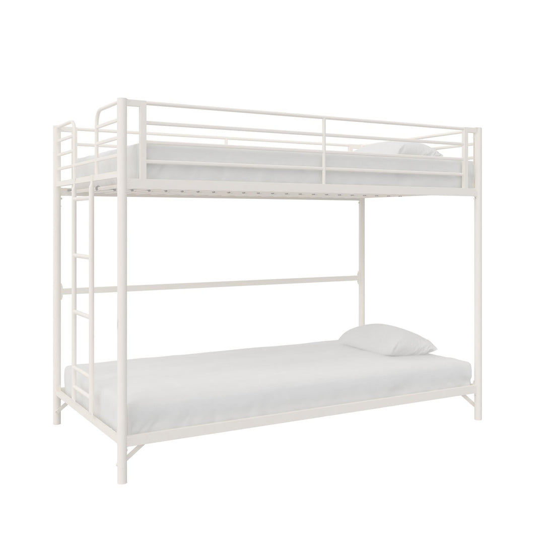 BrEZ Build Collection Easy Assembly Metal Bunk Bed - Off White - Twin-Over-Twin