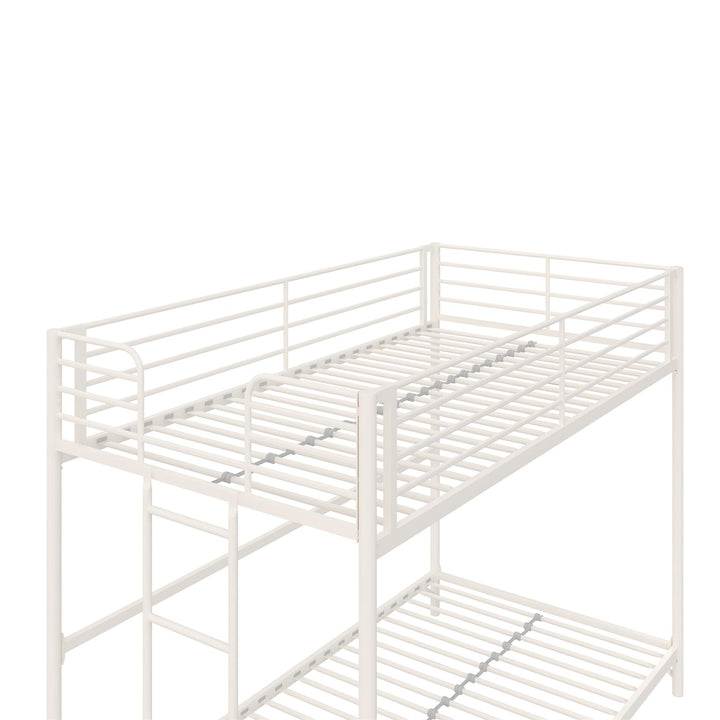 BrEZ Build Collection Easy Assembly Metal Bunk Bed - Off White - Twin-Over-Twin