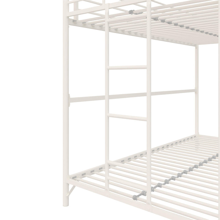BrEZ Build Collection Easy Assembly Metal Bunk Bed - Off White - Twin-Over-Twin