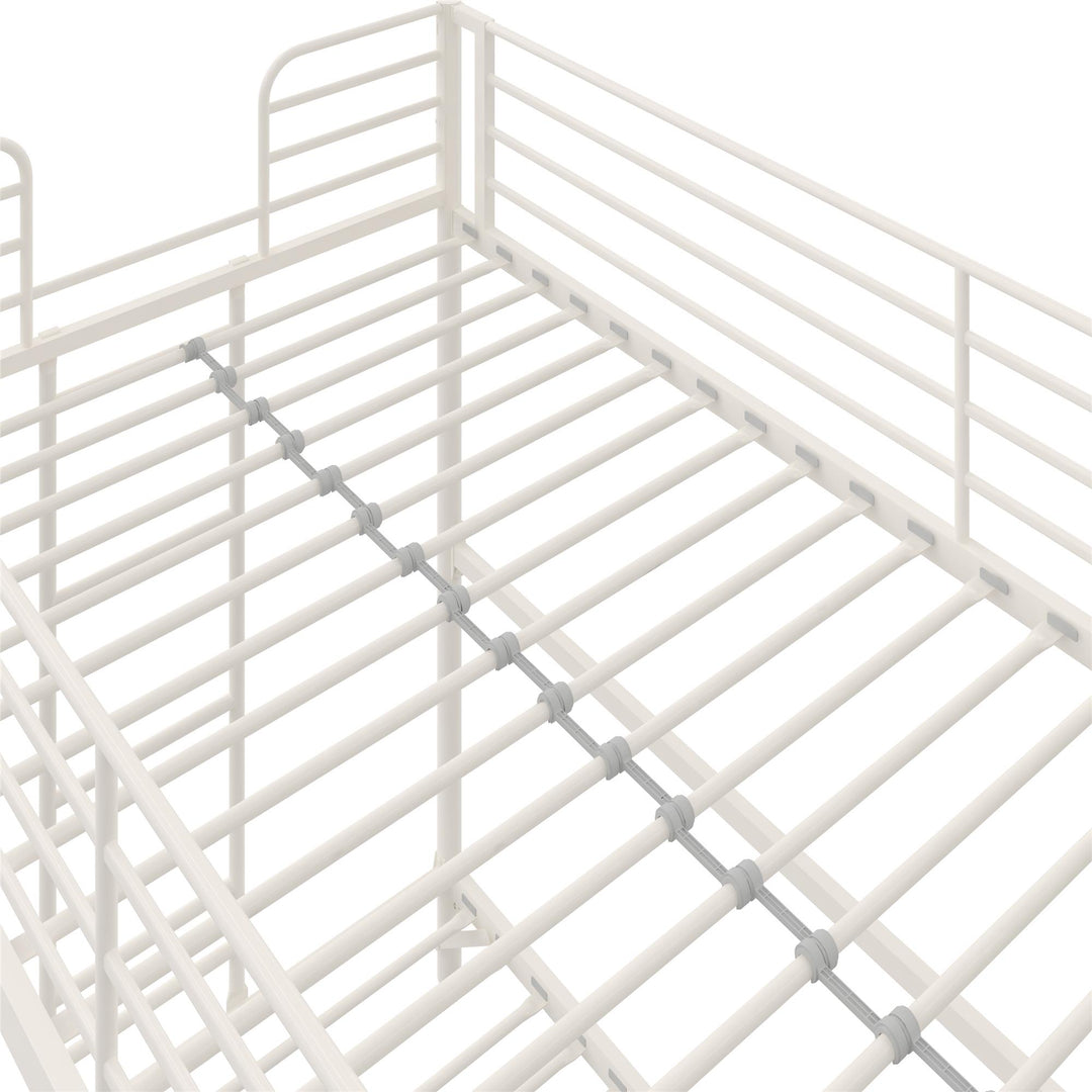BrEZ Build Collection Easy Assembly Metal Bunk Bed - Off White - Twin-Over-Twin