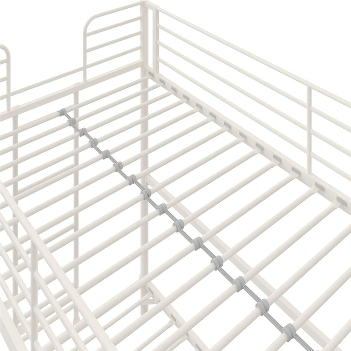 BrEZ Build Collection Easy Assembly Metal Bunk Bed - Off White - Twin-Over-Twin