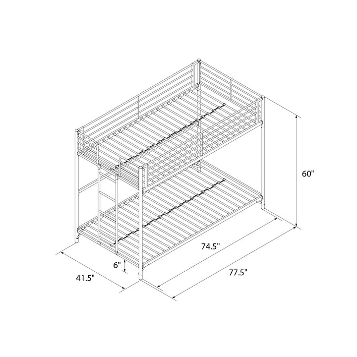 BrEZ Build Collection Easy Assembly Metal Bunk Bed - Off White - Twin-Over-Twin