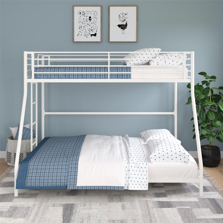 BrEZ Build Collection Easy Assembly Metal Bunk Bed - Off White - Twin-Over-Full