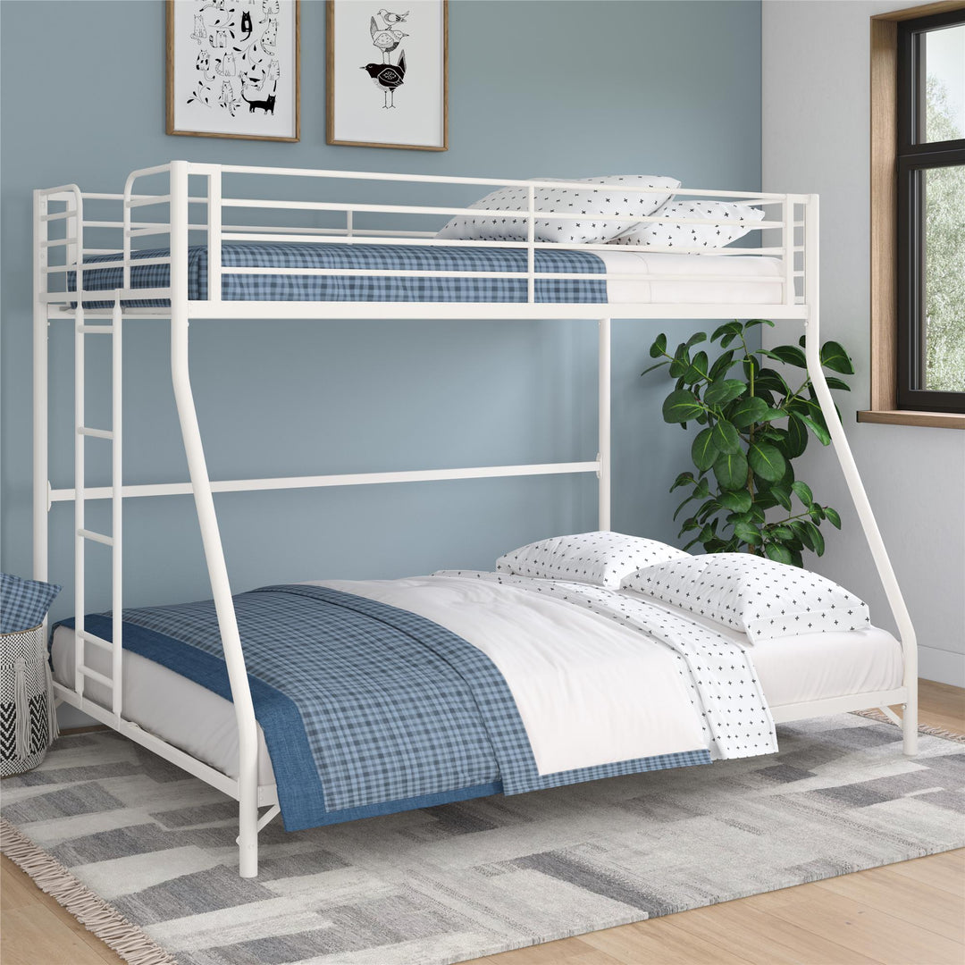 BrEZ Build Collection Easy Assembly Metal Bunk Bed - Off White - Twin-Over-Full