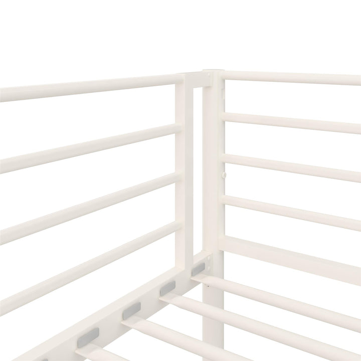 BrEZ Build Collection Easy Assembly Metal Bunk Bed - Off White - Twin-Over-Full