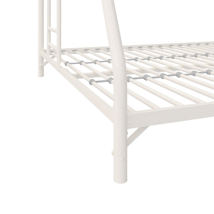 BrEZ Build Collection Easy Assembly Metal Bunk Bed - Off White - Twin-Over-Full