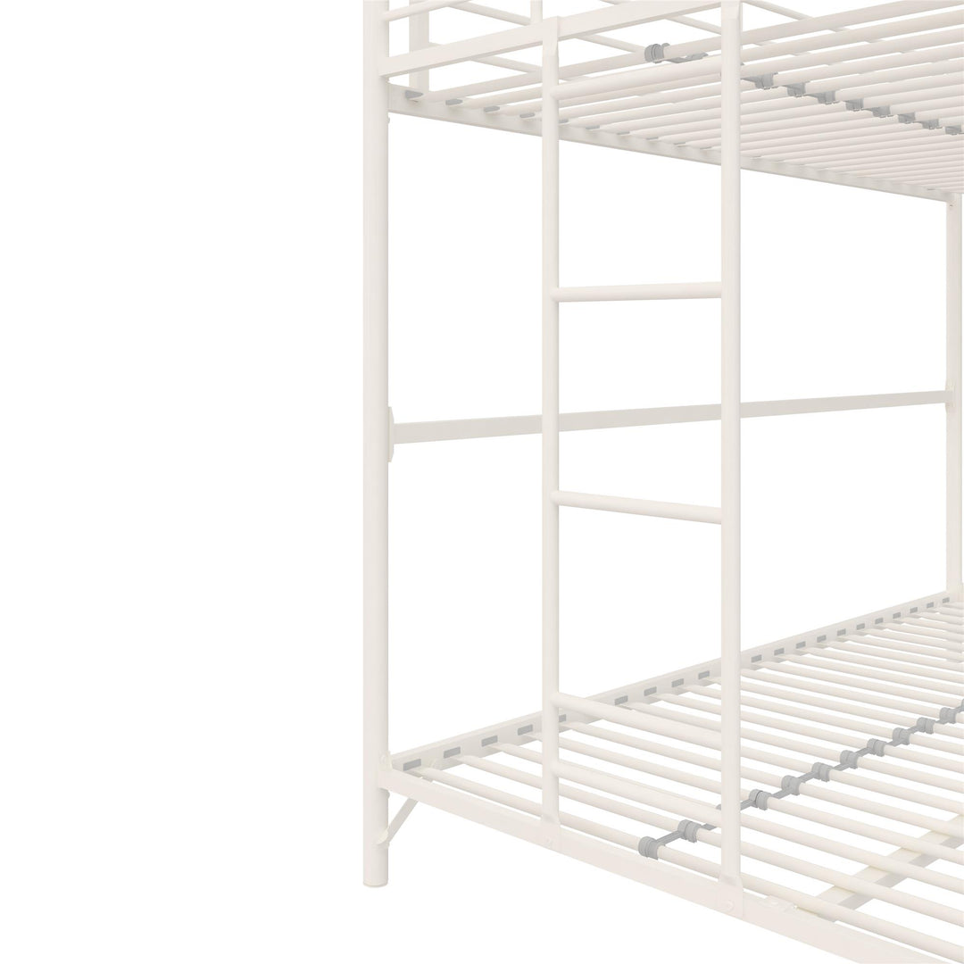 BrEZ Build Collection Easy Assembly Metal Bunk Bed - Off White - Twin-Over-Full