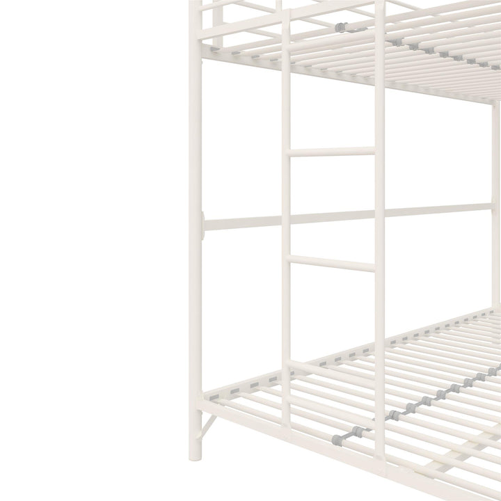 BrEZ Build Collection Easy Assembly Metal Bunk Bed - Off White - Twin-Over-Full