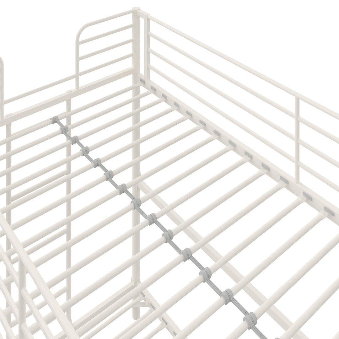 BrEZ Build Collection Easy Assembly Metal Bunk Bed - Off White - Twin-Over-Full