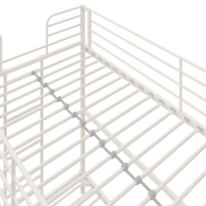 BrEZ Build Collection Easy Assembly Metal Bunk Bed - Off White - Twin-Over-Full