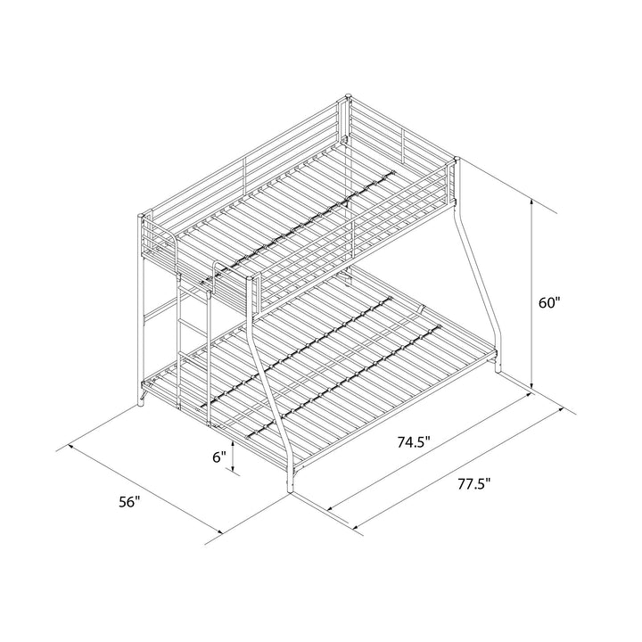 BrEZ Build Collection Easy Assembly Metal Bunk Bed - Off White - Twin-Over-Full