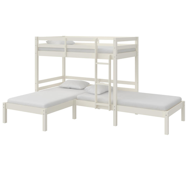 Casey L-Shaped Corner Triple Bunk Bed - White - Twin