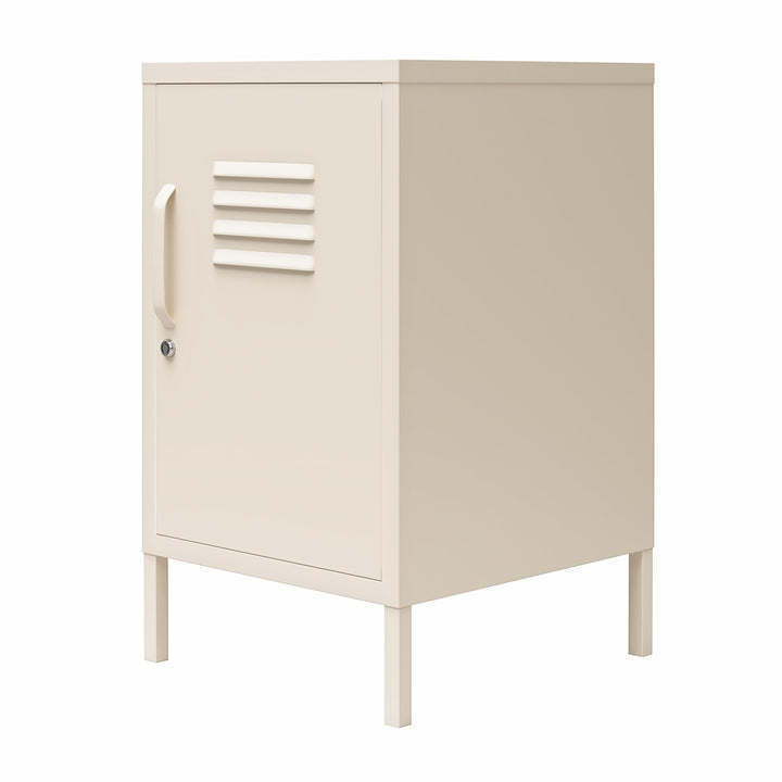 Cache 1 Door Metal Locker End Table - Parchment