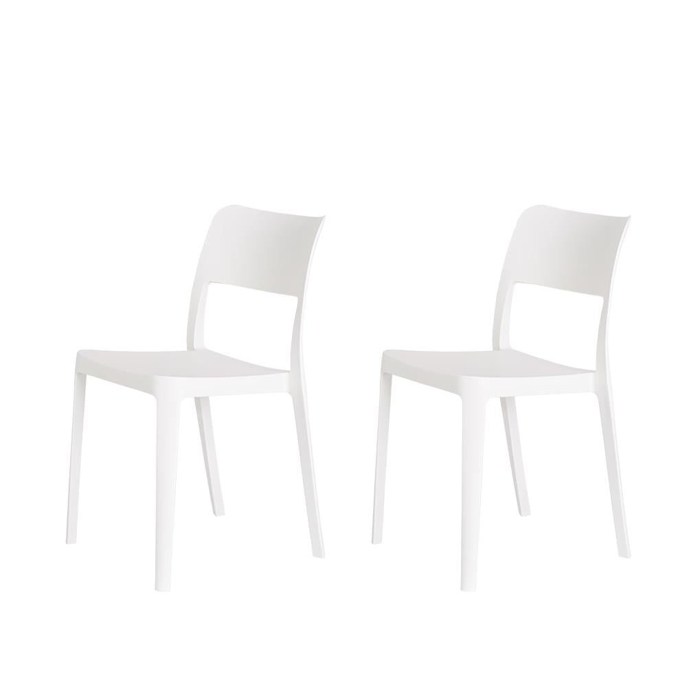 La Vie Stackable Armless Chair, Set of 2 - White