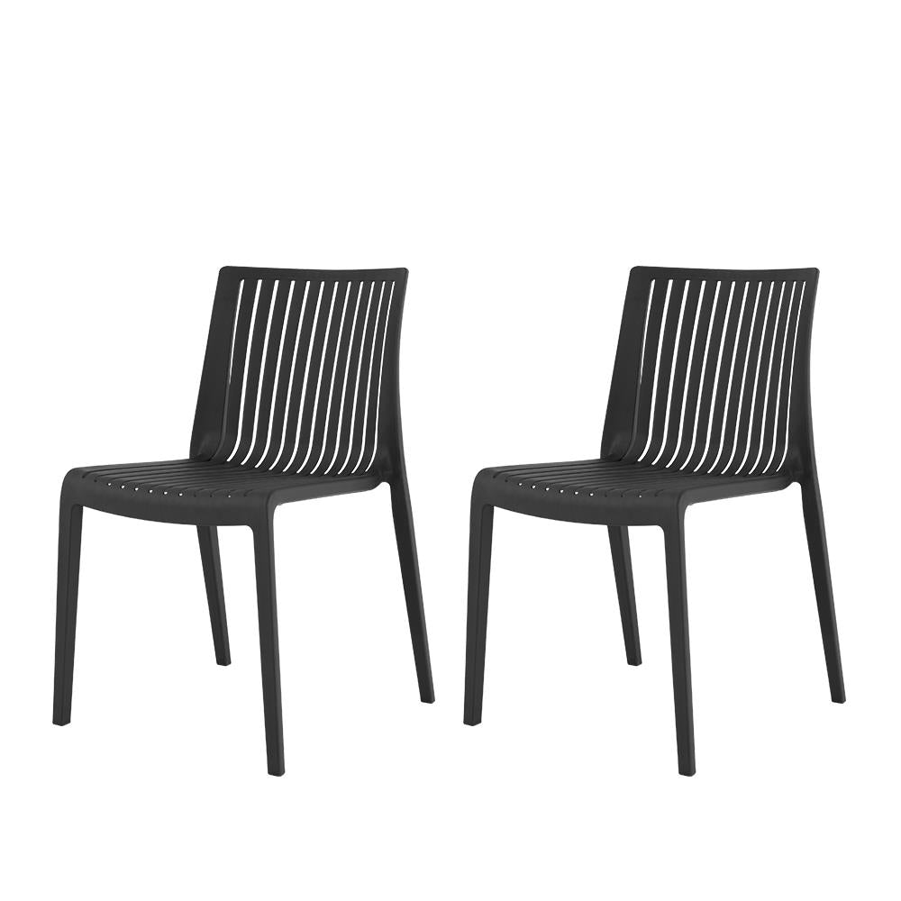Milos Stackable Side Chair, Set of 2 - Charcoal Grey Lagoon