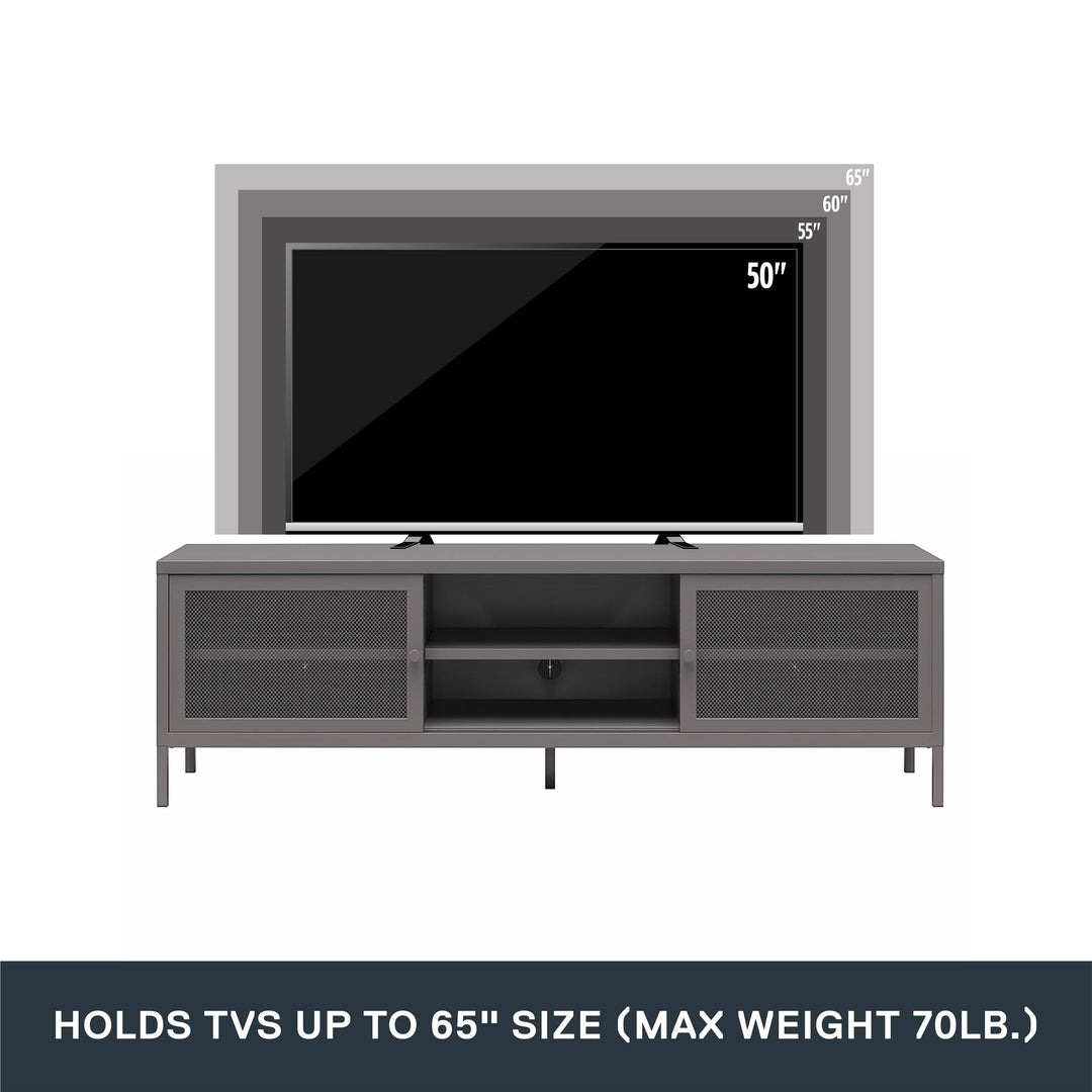 Shadwick Metal TV Stand for TVs up to 65" with Perforated Metal Mesh Accents - Graphite Grey