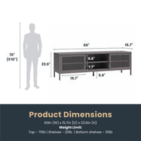 Shadwick Metal TV Stand for TVs up to 65" with Perforated Metal Mesh Accents