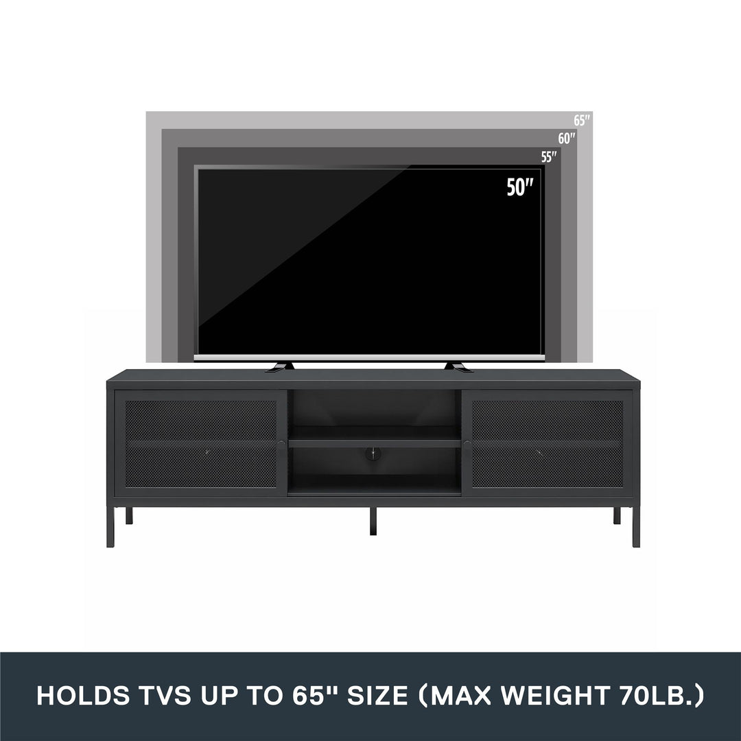 Shadwick Metal TV Stand for TVs up to 65" with Perforated Metal Mesh Accents - Black