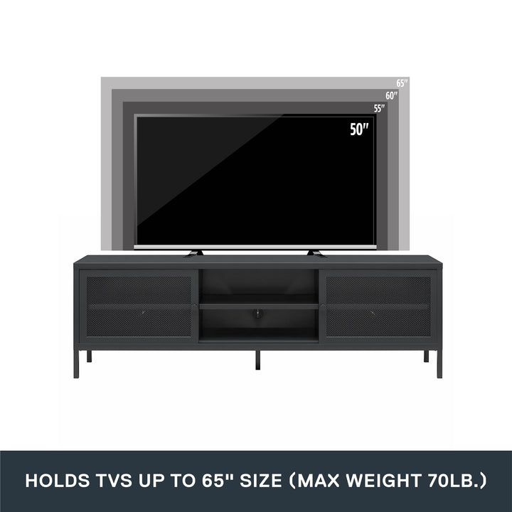 Shadwick Metal TV Stand for TVs up to 65" with Perforated Metal Mesh Accents - Black